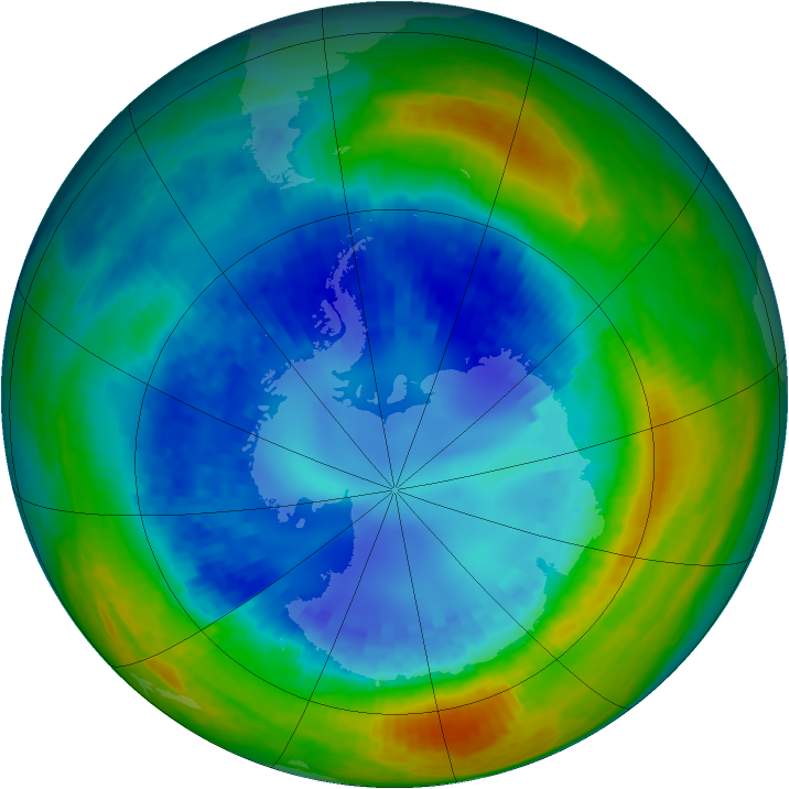 Antarctic ozone map for 26 August 2004